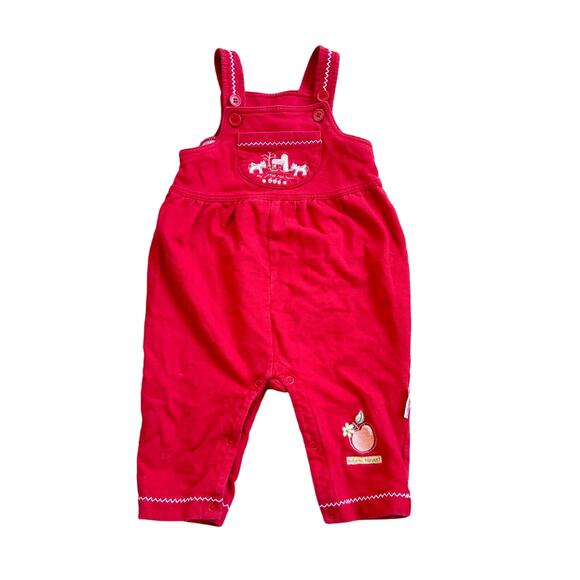 Vtg 1990s Healthtex Red Overalls 6-9 months - Picture 1 of 9